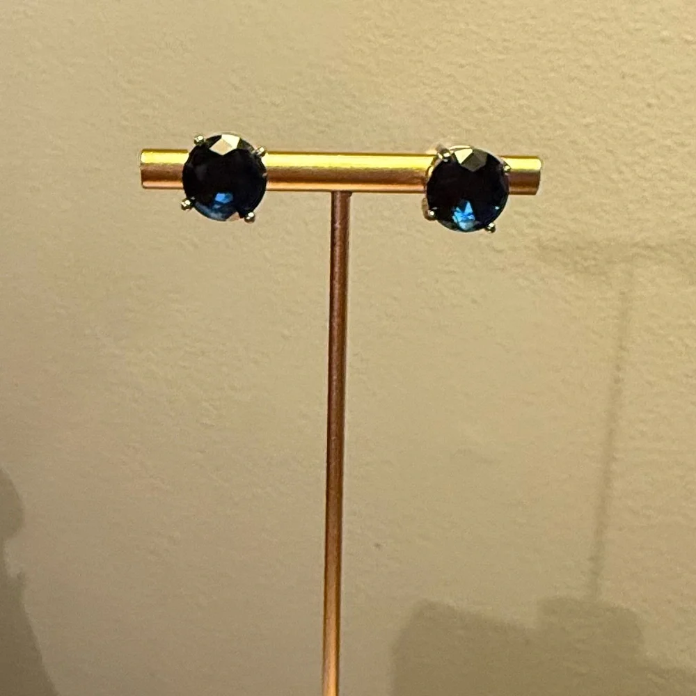 Vintage Y2K KATE SPADE • Navy/Gold Gumdrop Stud Earrings - Picture 4 of 10
